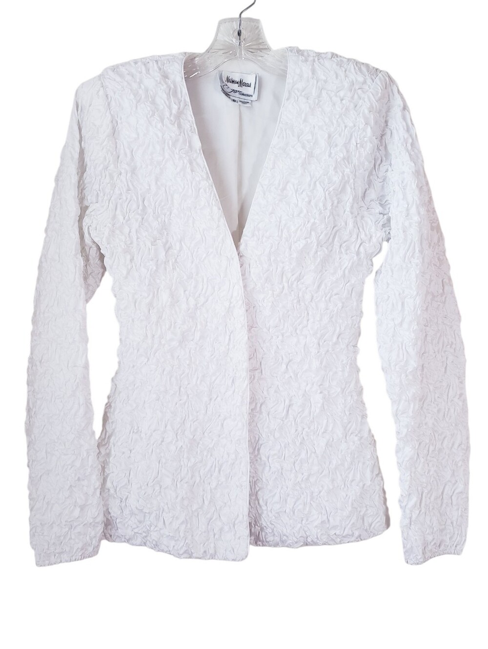 Vintage Neiman Marcus White Crinkled Texture Blazer